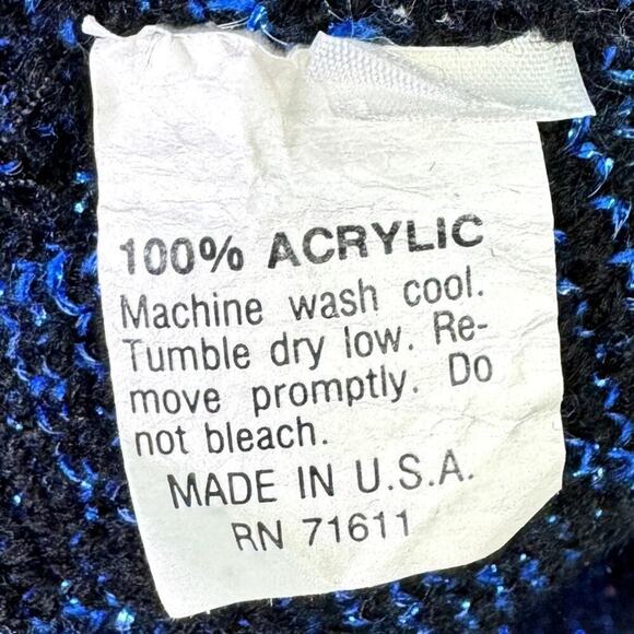 Vintage 80's Ellen-D Kollection Metallic Blue Snowflake Sweater Women's Size L - Picture 3 of 10